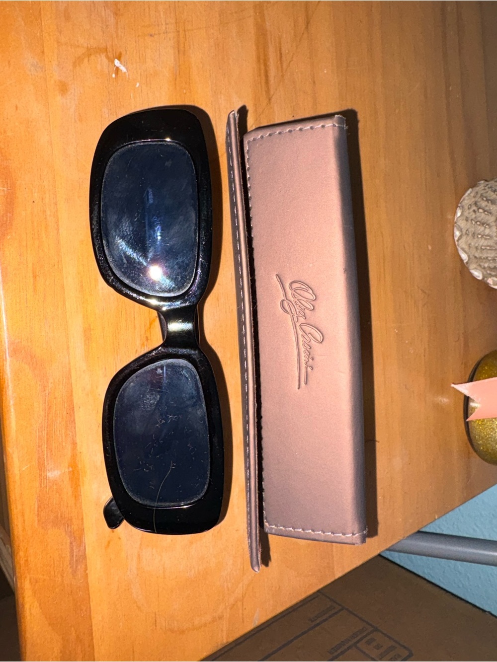 Oleg Cassini Black Sunglasses with Tan Case